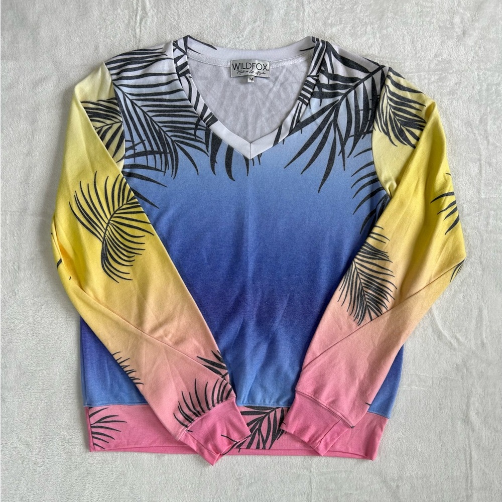 Wildfox Set Ombre Bahama Print V- Neck Sweatpants & Jogger Pants - Picture 3 of 16